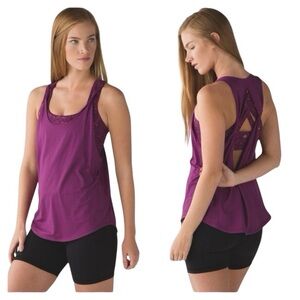 Lululemon Berry Pink Ready & Go Tank Built In Bra Strappy Back Yoga Top Size 4